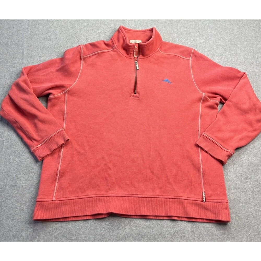 Tommy Bahama Relax Mens 1/4 Zip Knit Sweater XL Beachy Coastal Preppy